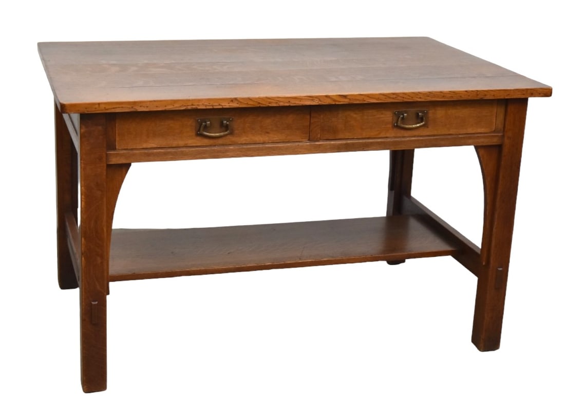 L & J. G. Stickley Two Drawer Library Table (1 of 11)