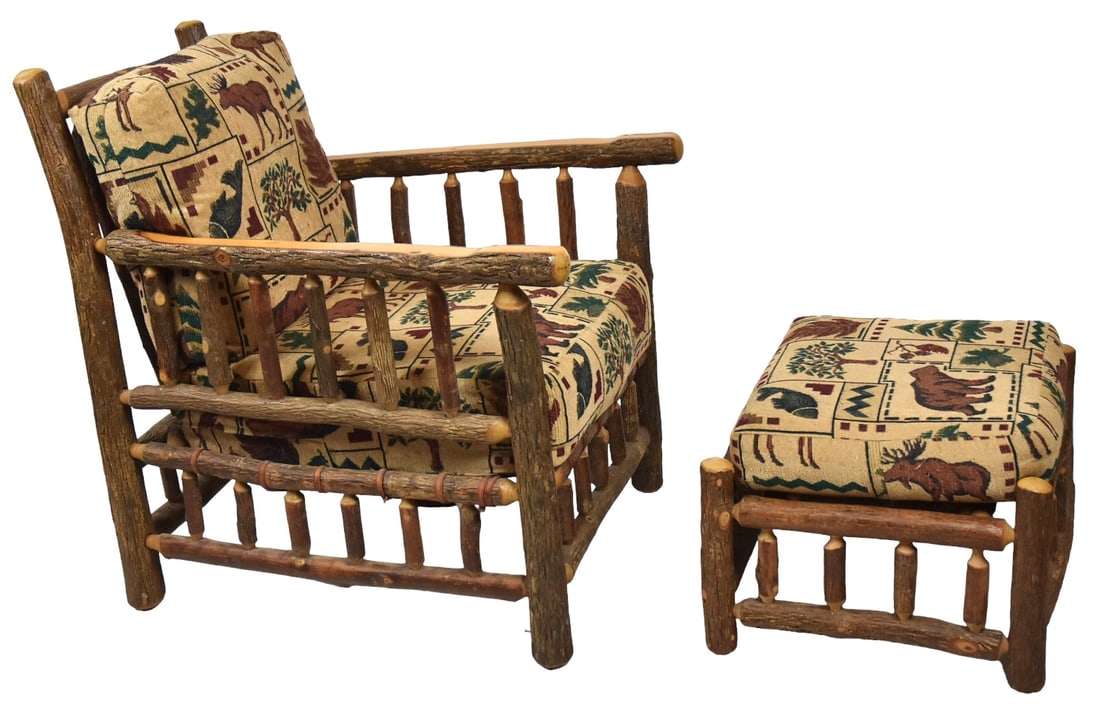 Contemporary Old Hickory Shelbyville, IN Chair and Footstool (1 of 12)