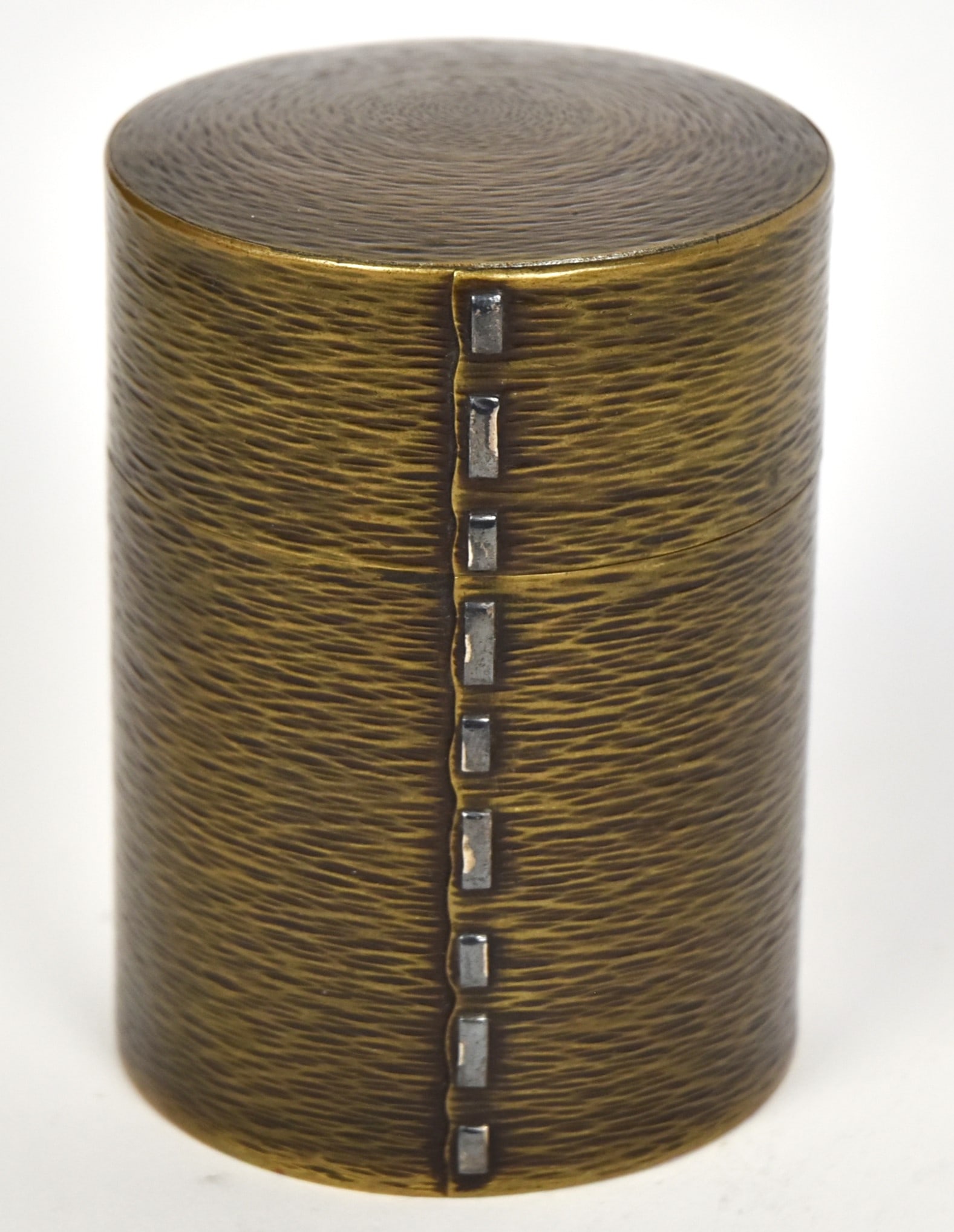 Arts & Crafts Silver Overlay Bronze Cannister (1 of 5)