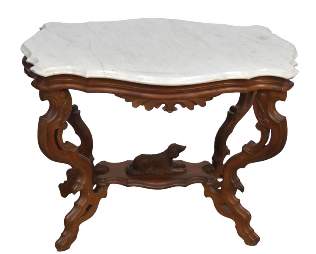 Turtle Top Victorian Carved Dog Table (1 of 6)