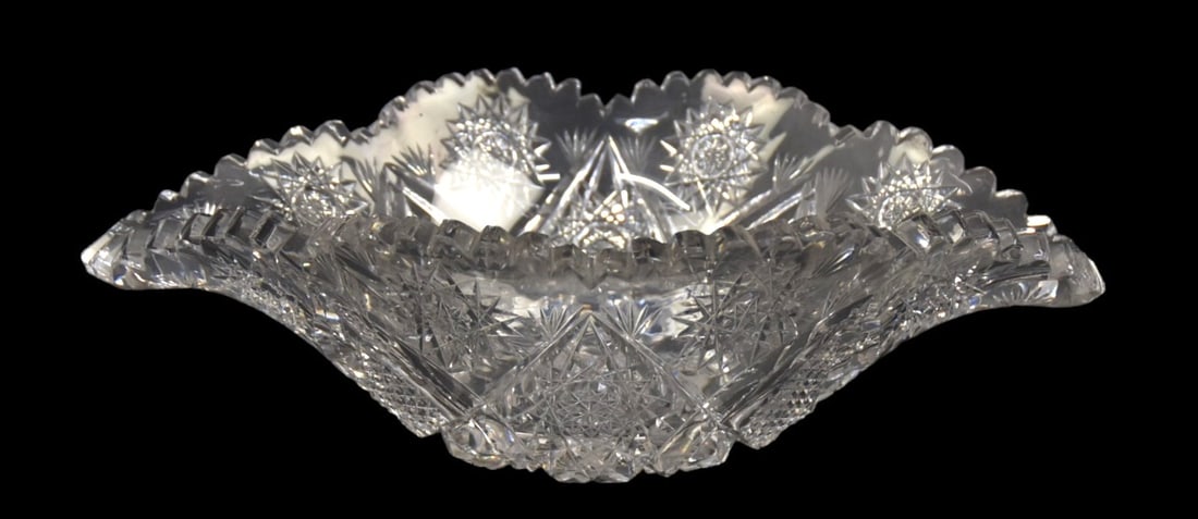 AMERICAN Cut Glass Banana Bowl (1 of 5)