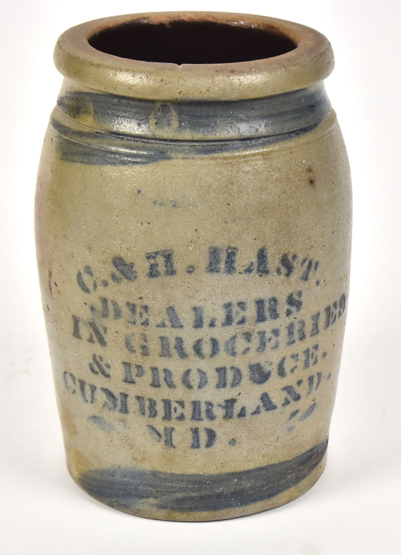 C.H. & Hast Cumberland MD. Stoneware Blue Stenciled Jar (1 of 6)