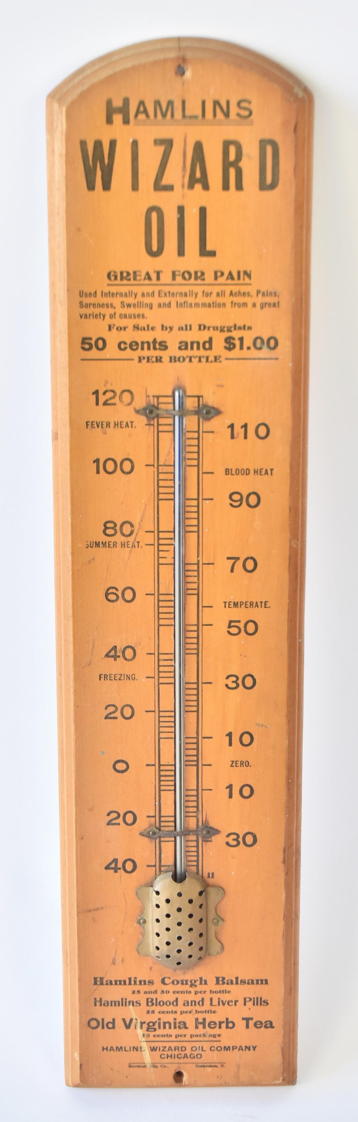 Hamlin's Wizard Oil Wooden Thermometer (1 of 5)