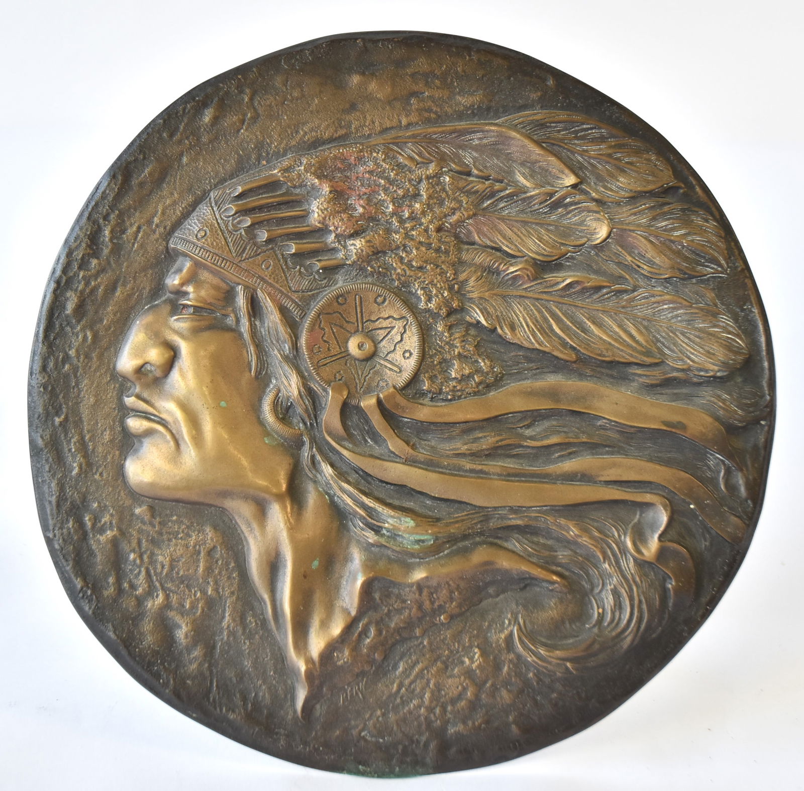 Native American Bronze Plaque By Bern (1 of 4)