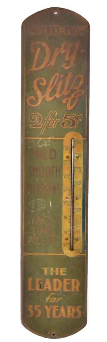 Dry Slitz Two for 5 Cent Cigar Metal Thermometer (1 of 5)