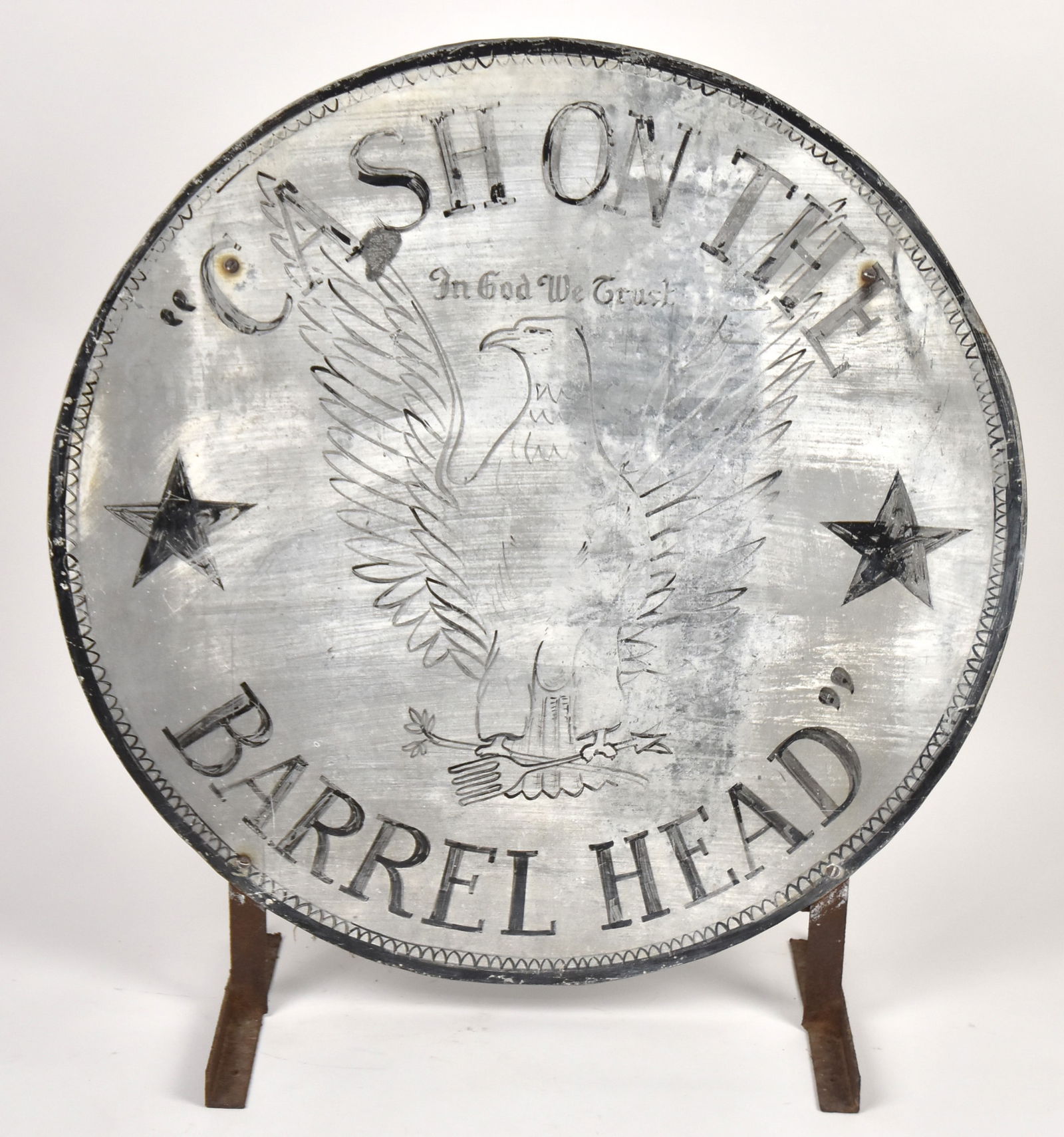 Cash on The Barrel Head Metal Sign (1 of 7)