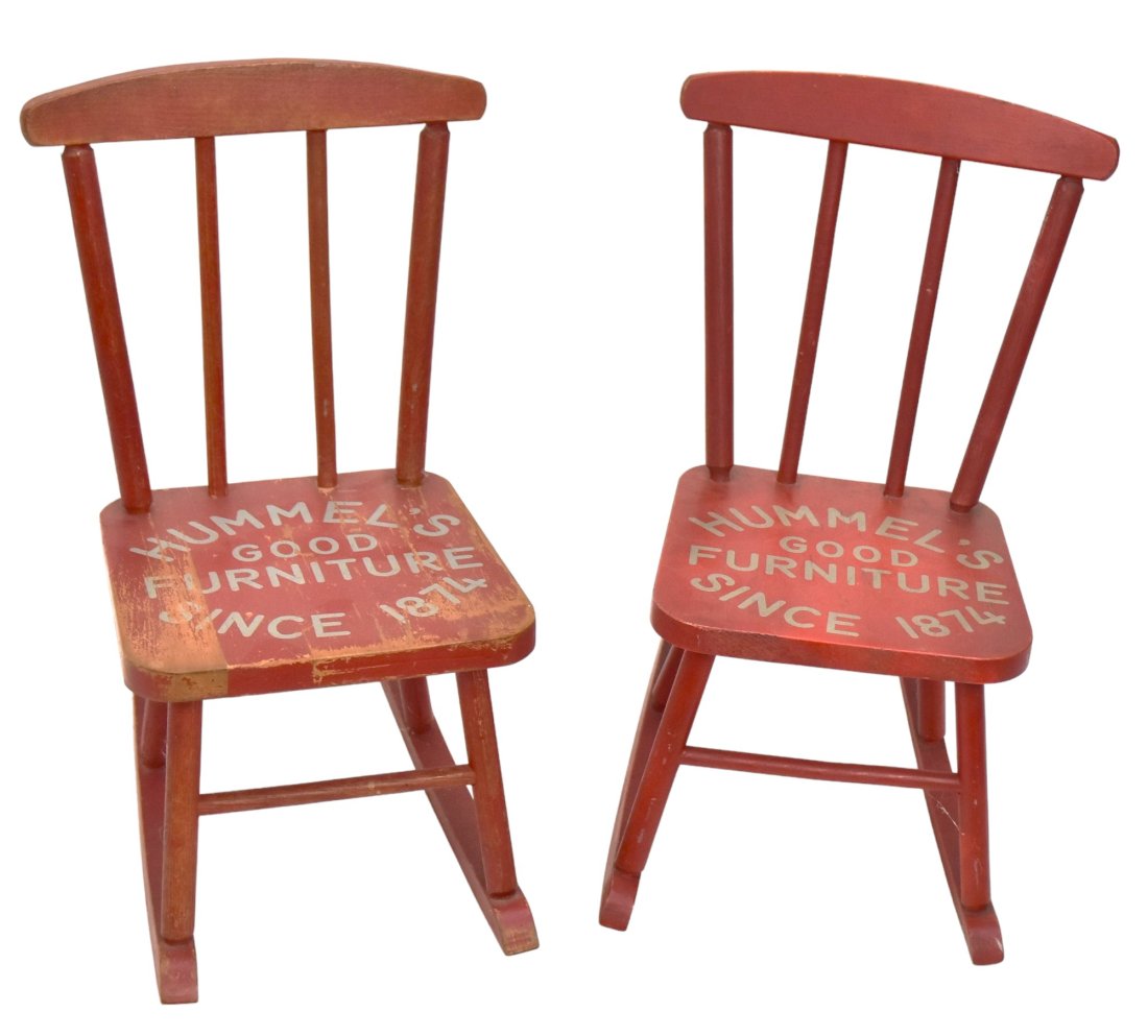 Two Advertising Child's Rockers in Red Paint (1 of 5)