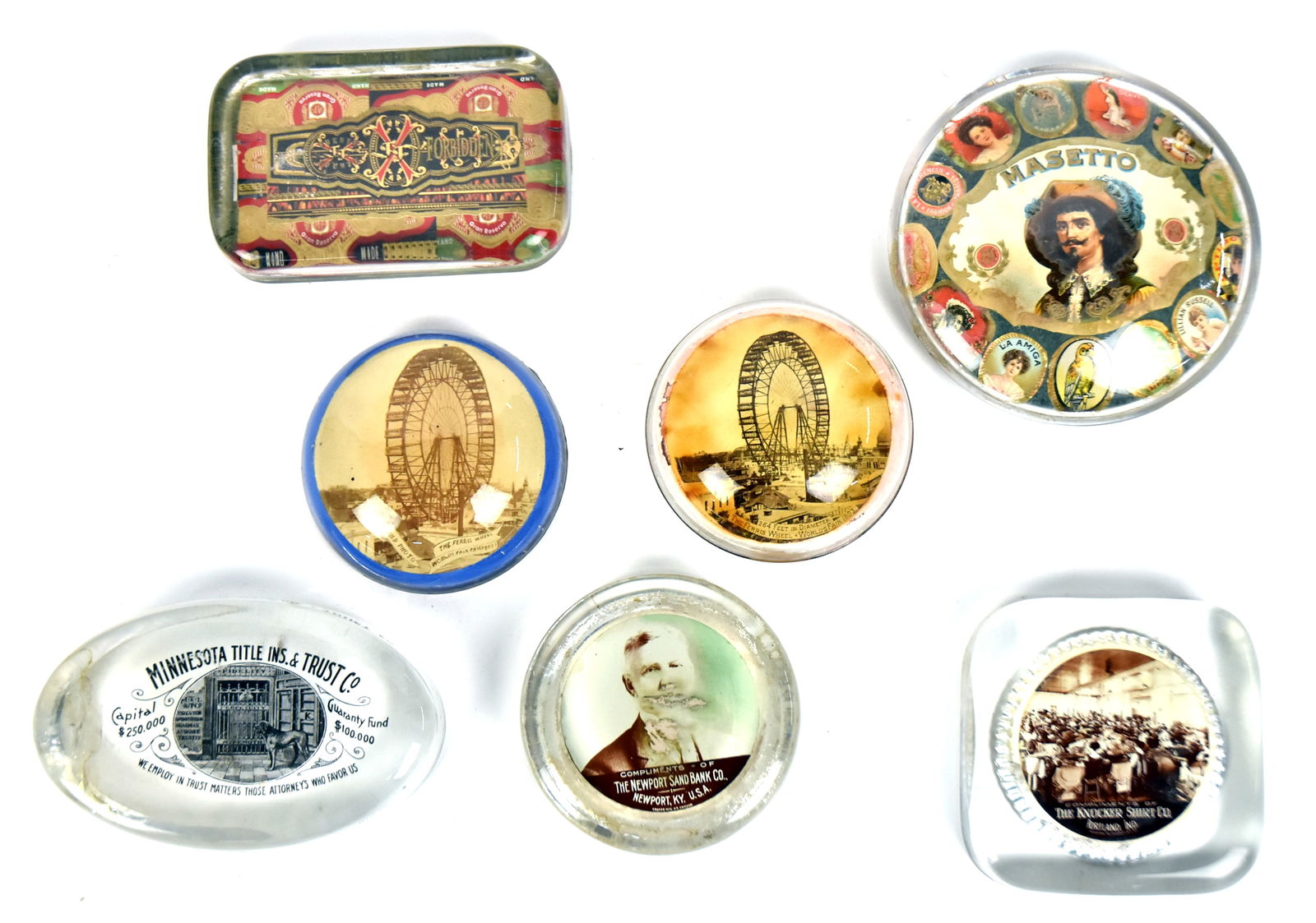 Seven Early Advertising Paperweights (1 of 8)