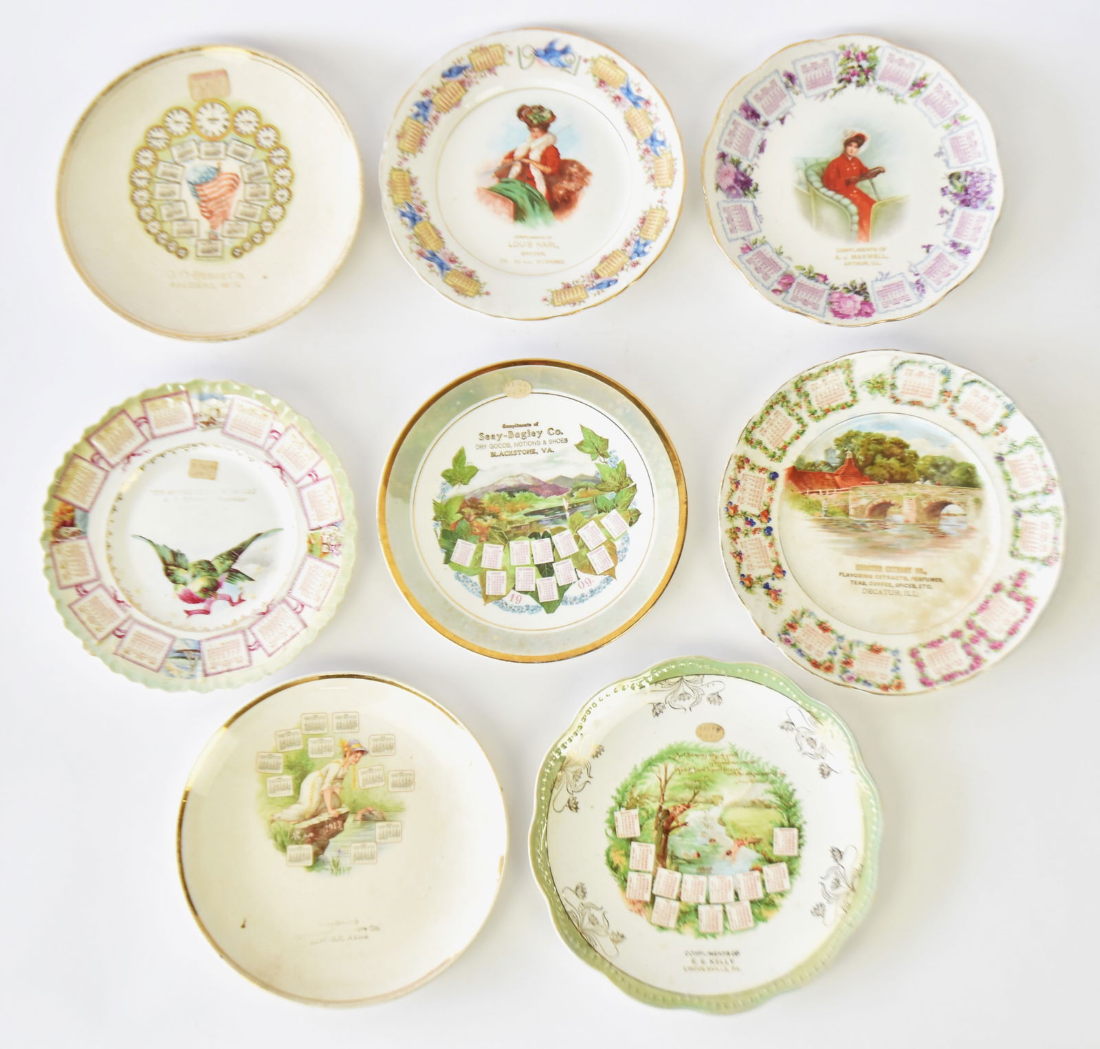 Eight Various Calendar Plates (1 of 10)