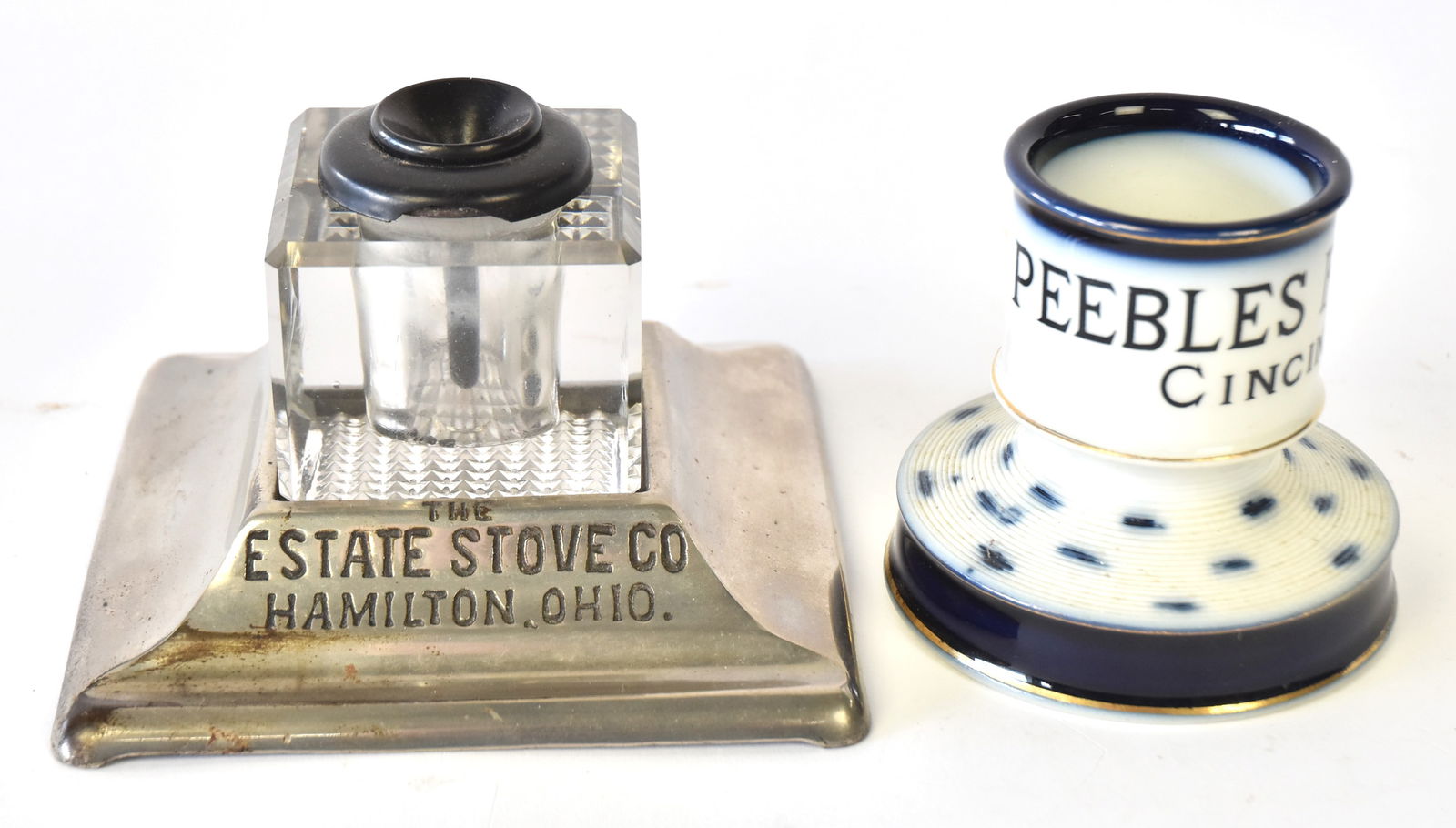 Peebles Cigars Match Holder & Estate Stove Co. Hamilton OH Inkwell (1 of 7)
