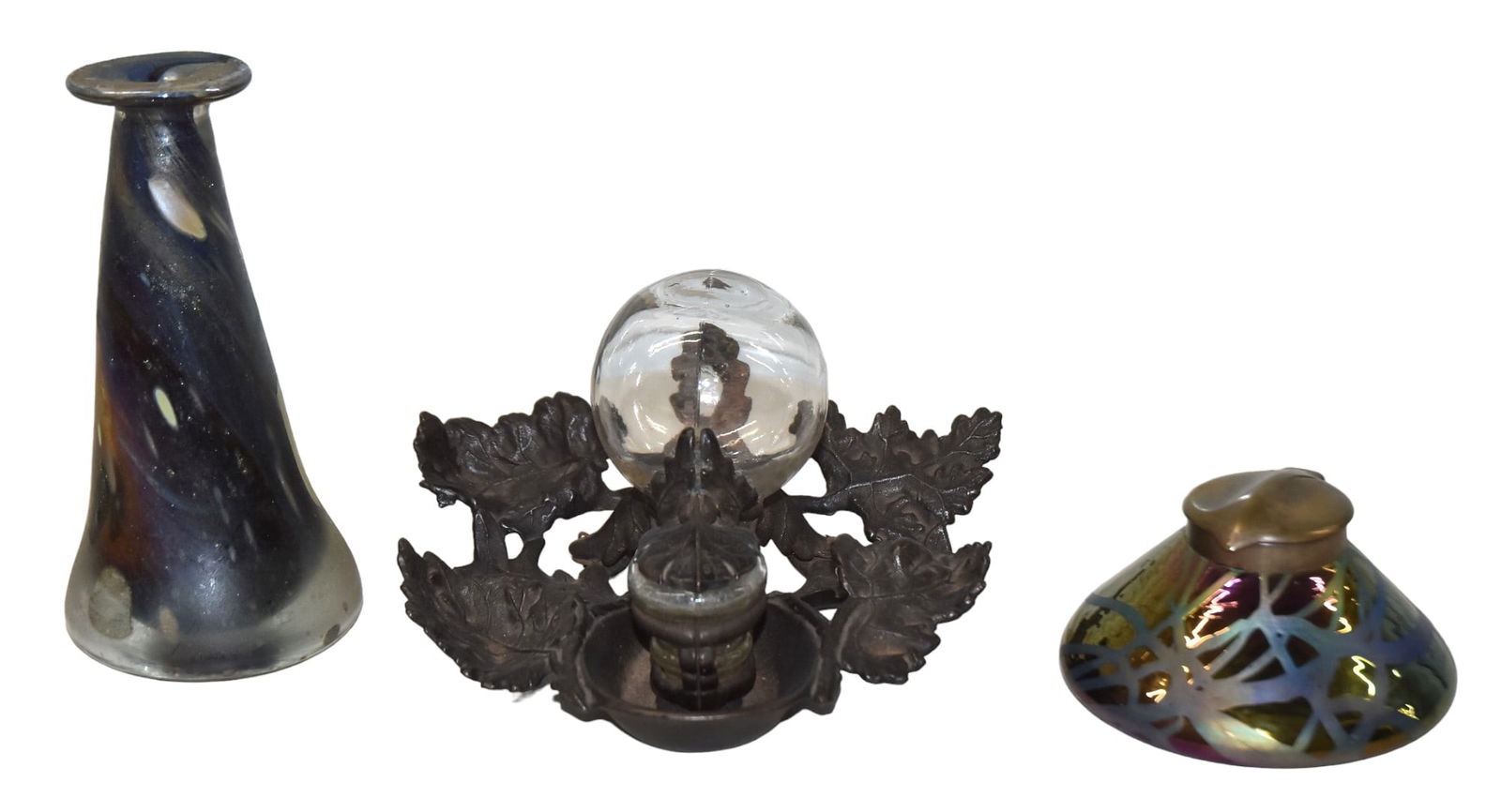 Loetz Inkwell, St Clair Art Glass Vase Plus (1 of 6)