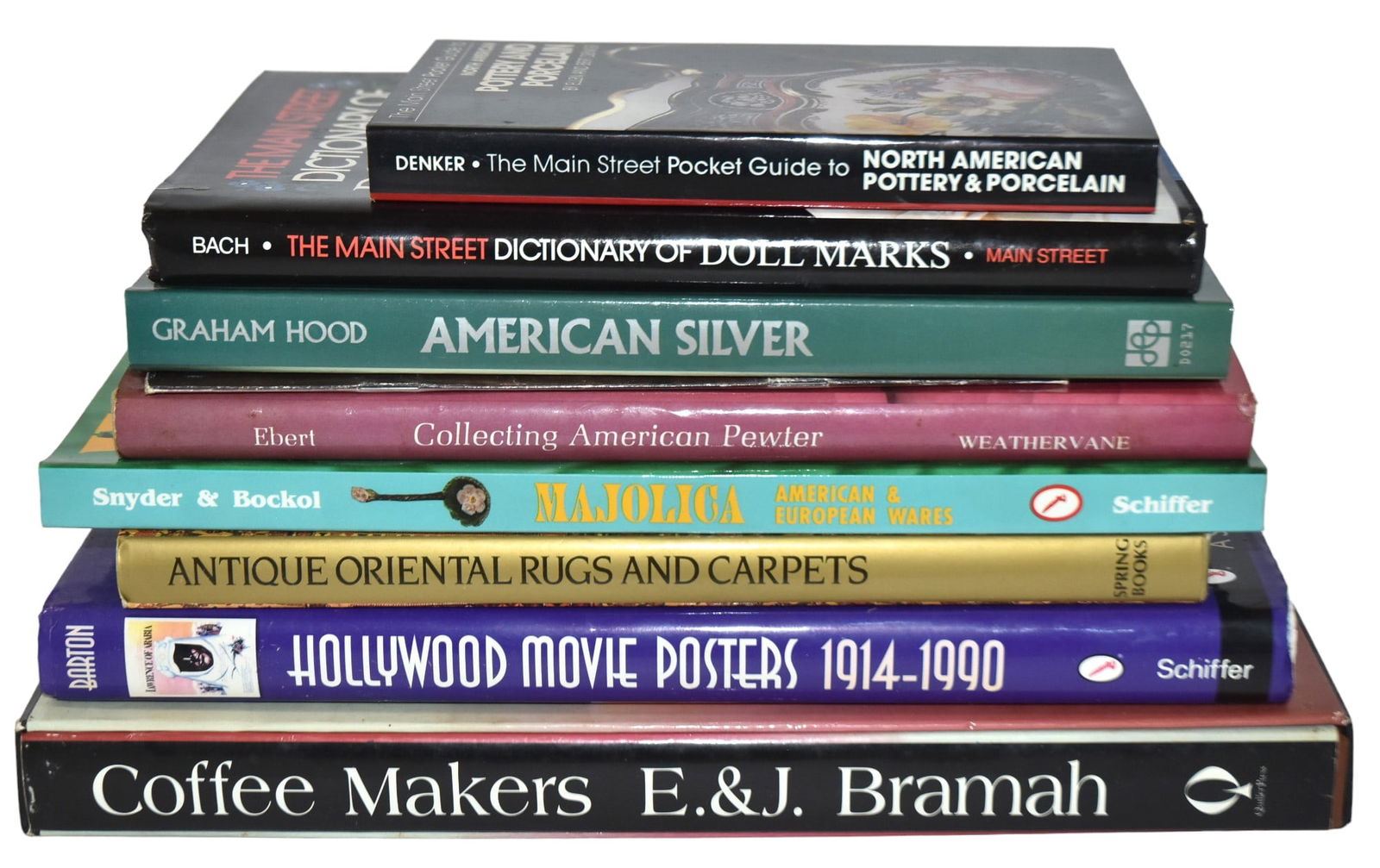Lot Of Reference Books: Includes coffee makers, majolica, doll marks etc .