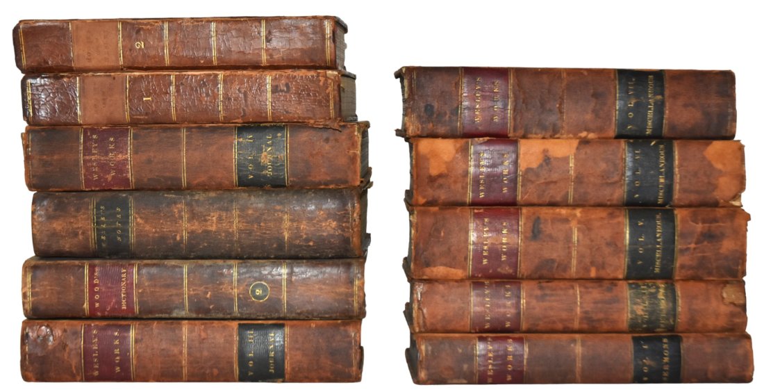 Lot of Wesley Works Leather Bound Books: Lot of 11.