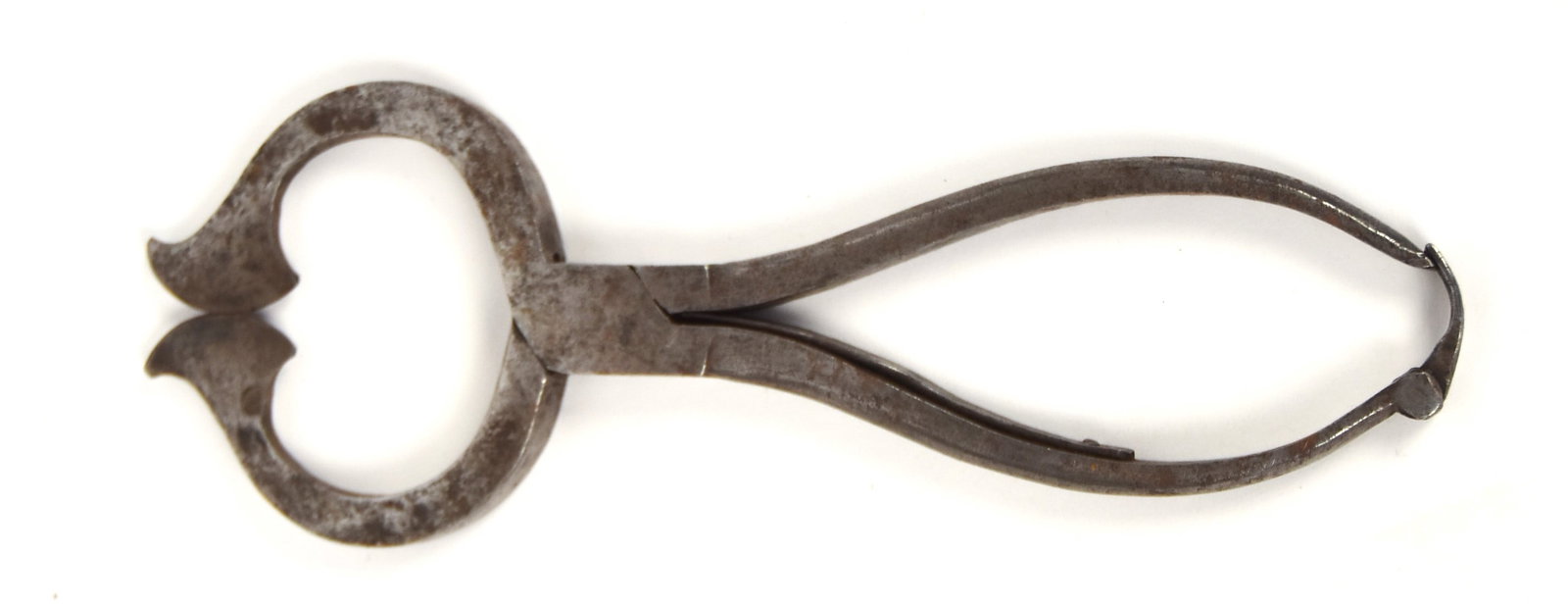 Wrought Steel Sugar Nippers: Circa 1820-40, spring loaded with locking grips, 8" long. Most of these the lock is damaged, this one works fine. Condition Fine.