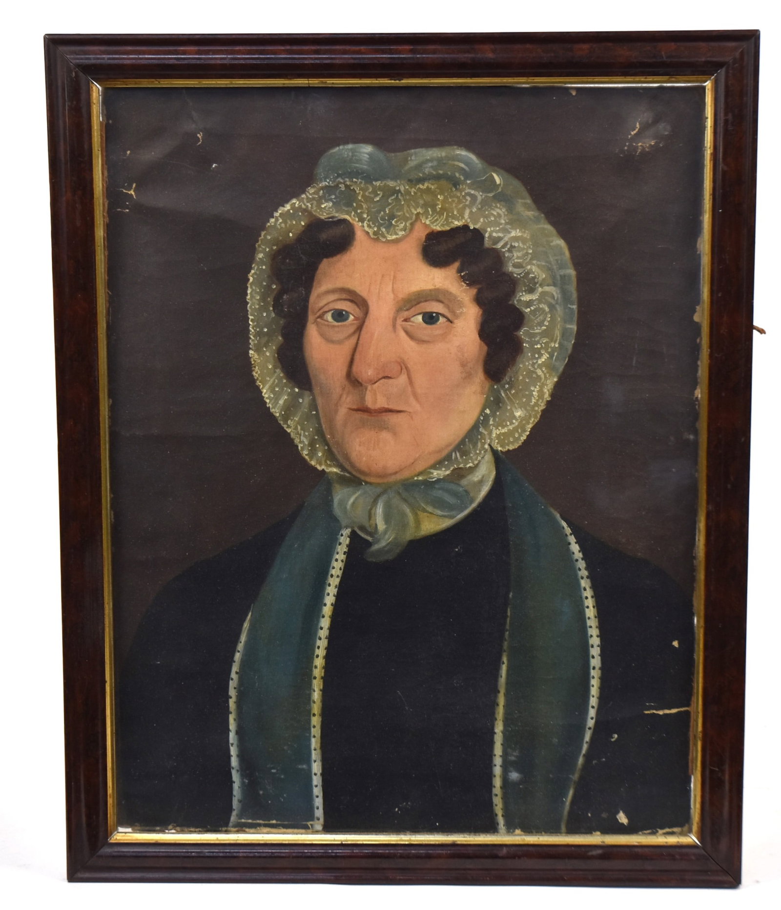 Folk Art Oil Portrait of Lady (1 of 5)