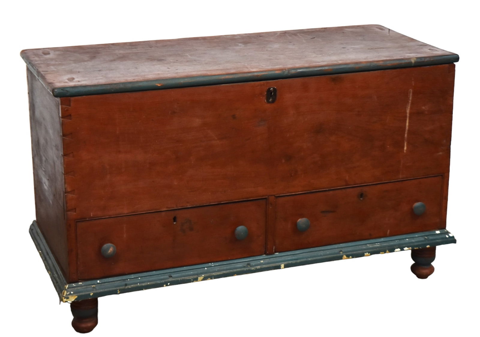 Early Dovetailed Blanket Chest With Old Red Paint (1 of 10)