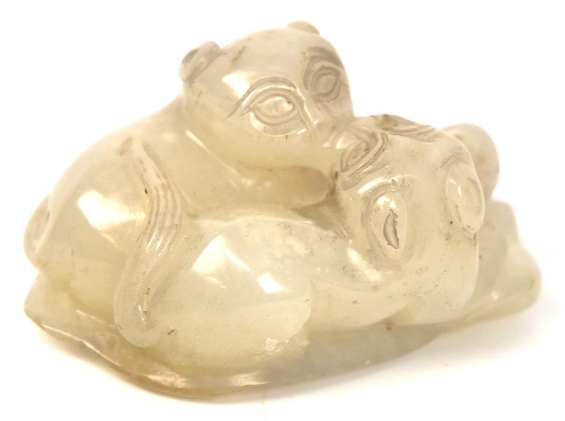Carved Chinese Jade Cats Pendant (1 of 5)