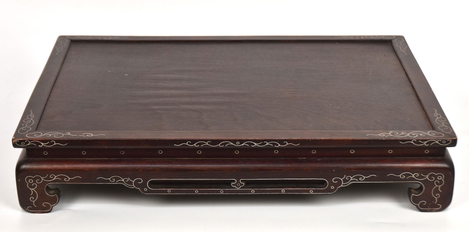Chinese Silver Inlaid Rosewood Stand (1 of 8)