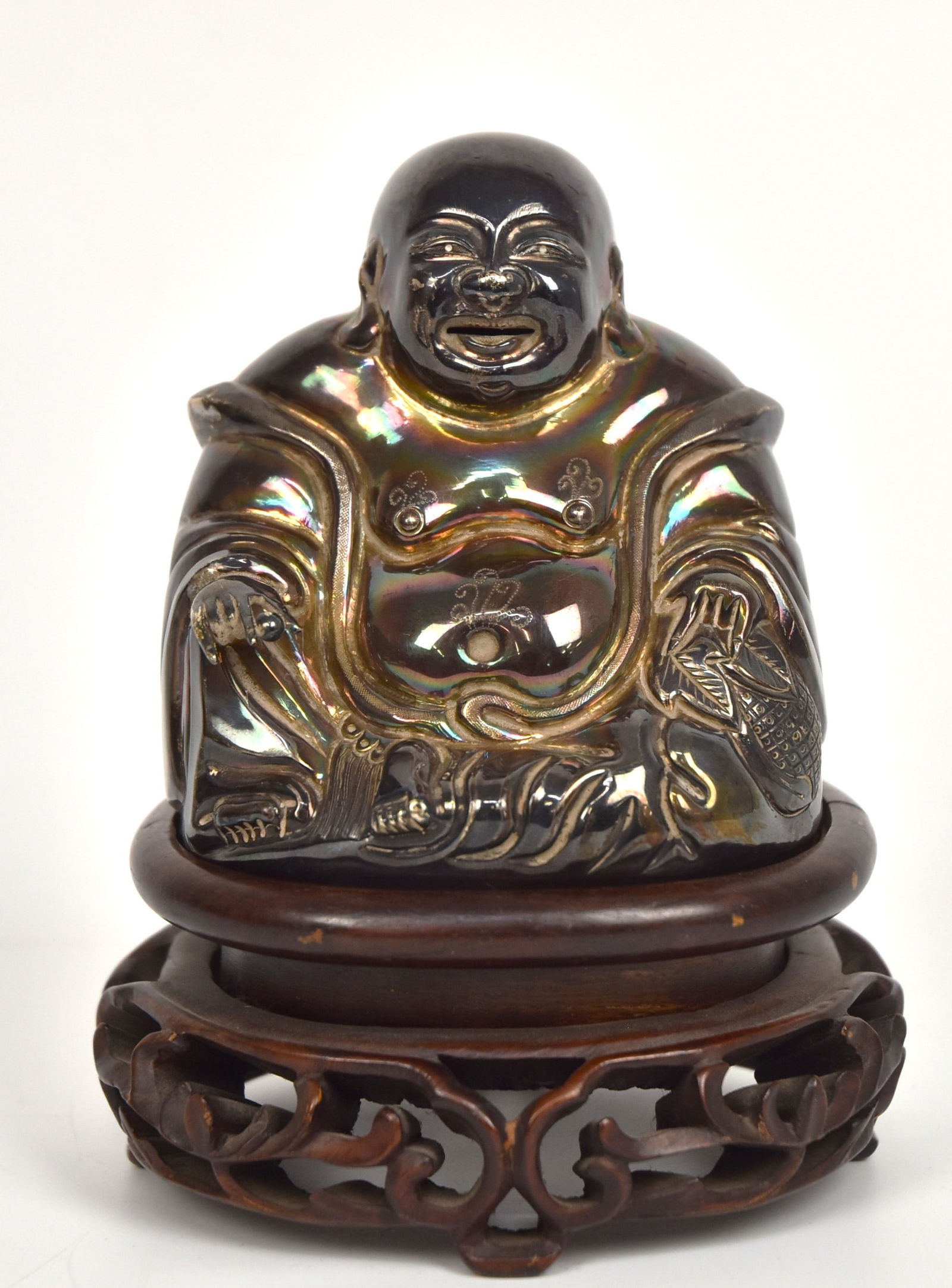 Signed Chinese Silver Buddha (1 of 8)