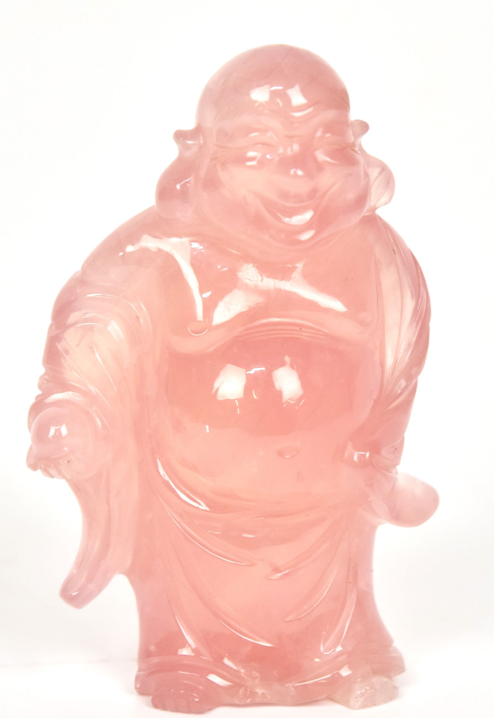 Chinese Carved Rose Quartz Buddha (1 of 8)