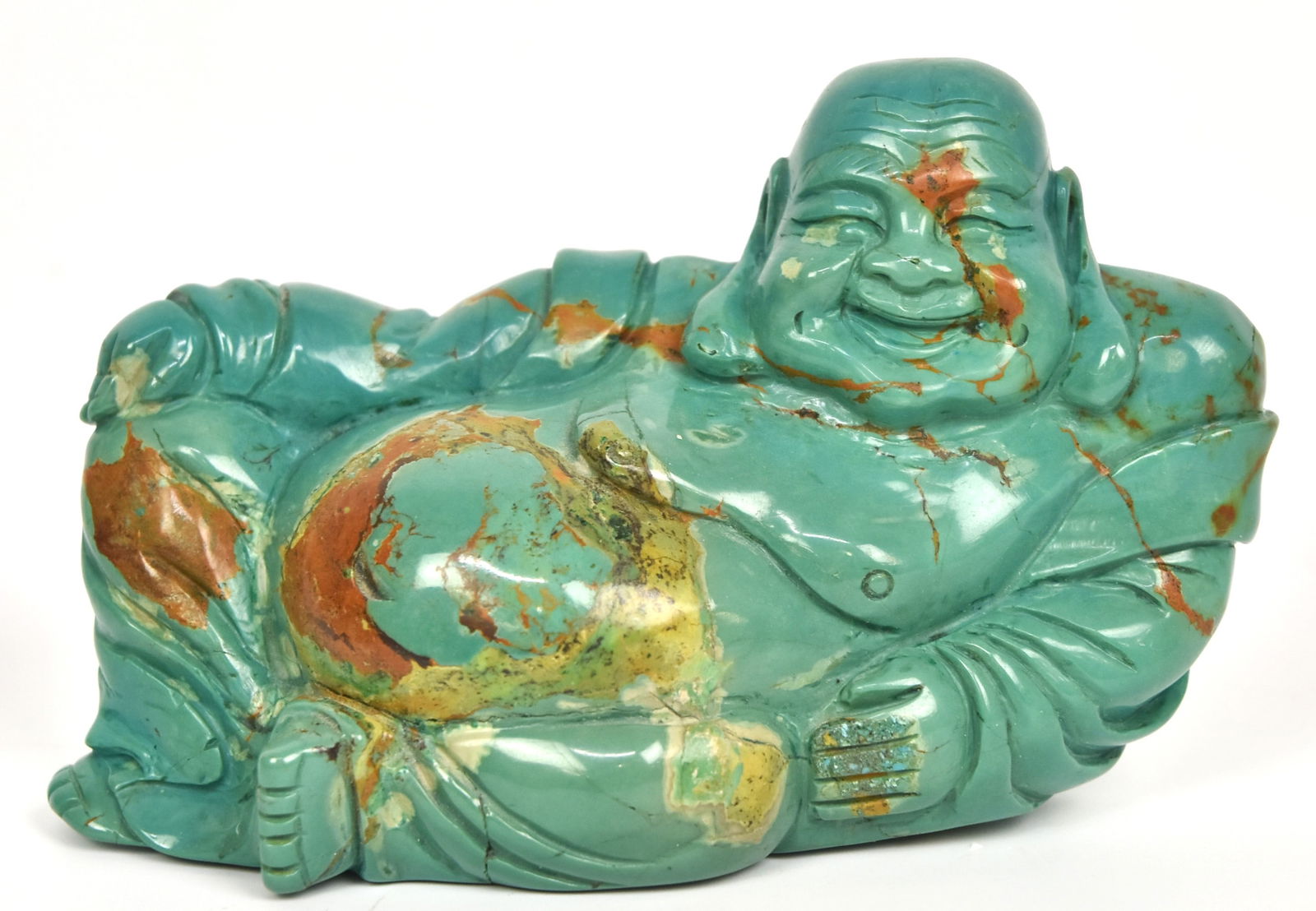 Chinese Carved Turquoise Reclining Buddha (1 of 9)