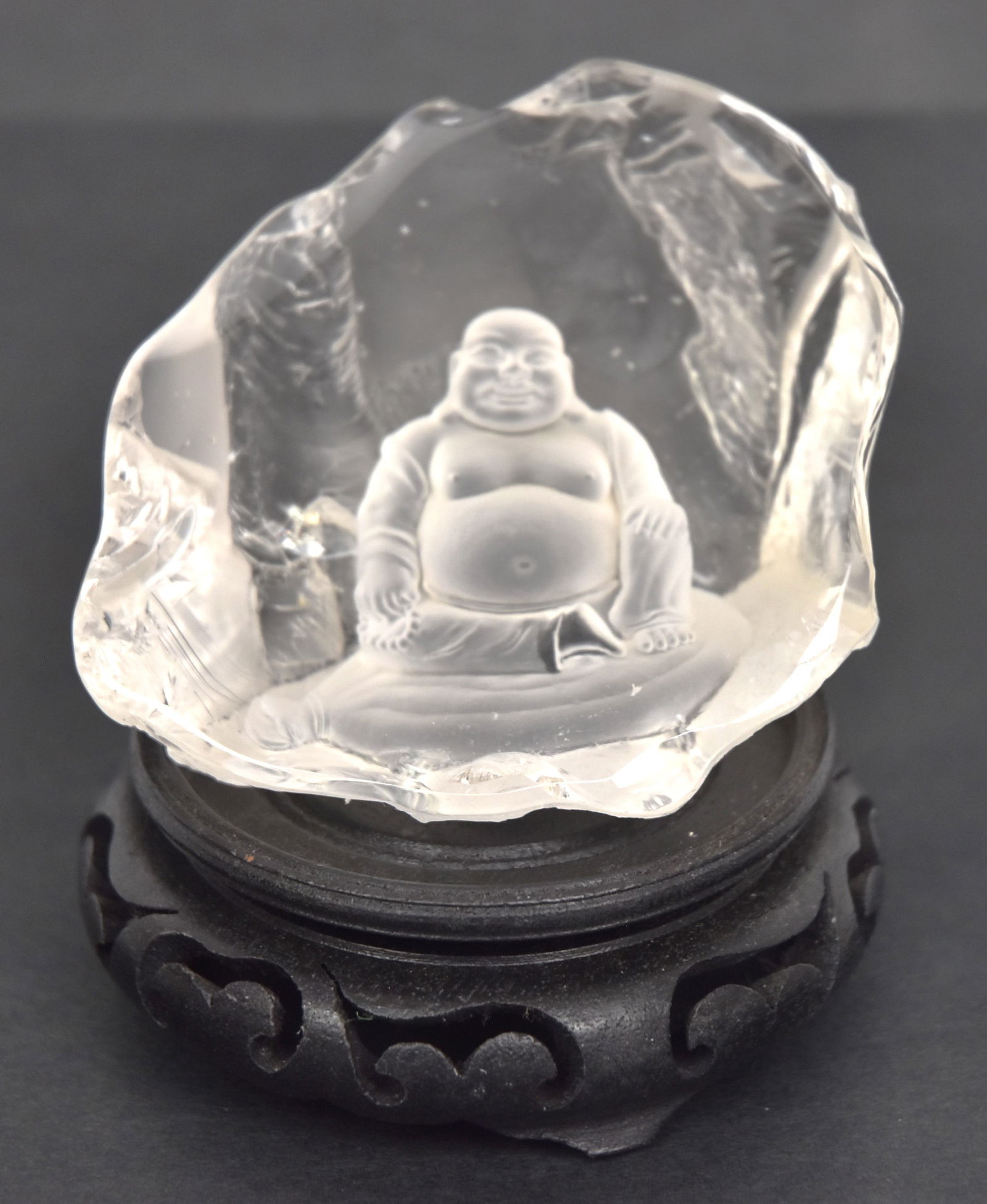 Chinese Intaglio Carved Rock Crystal Buddha (1 of 7)