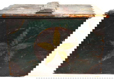 Early Paint Decorated Storage Box with Pinwheel