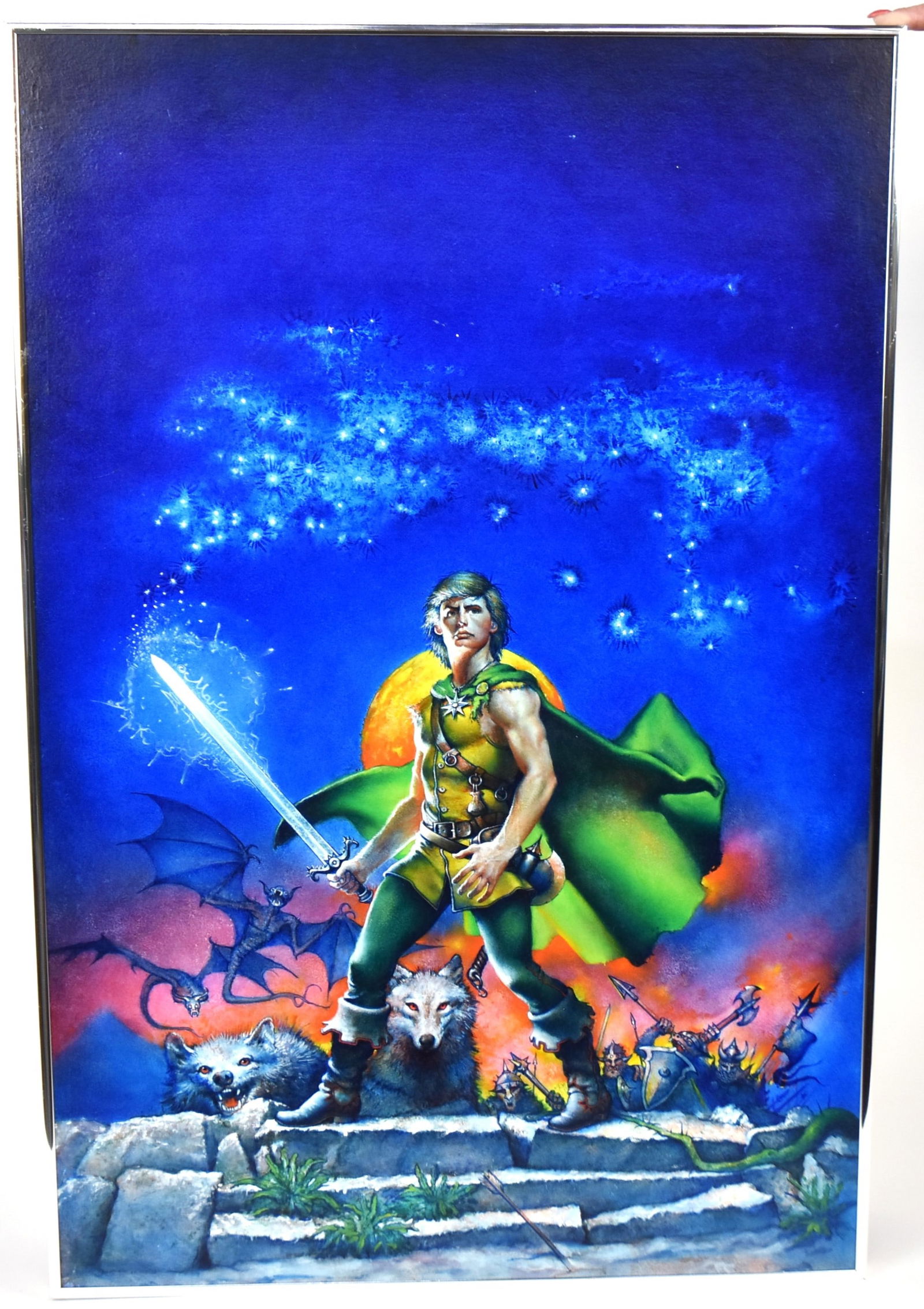 Science Fiction Cover Art Painting By Don Maitz: Acrylic and oil painting on Masonite. Putnam publishing "Flight from the Dark" provenance on verso. 30 1/2 " x 20". Very good condition.