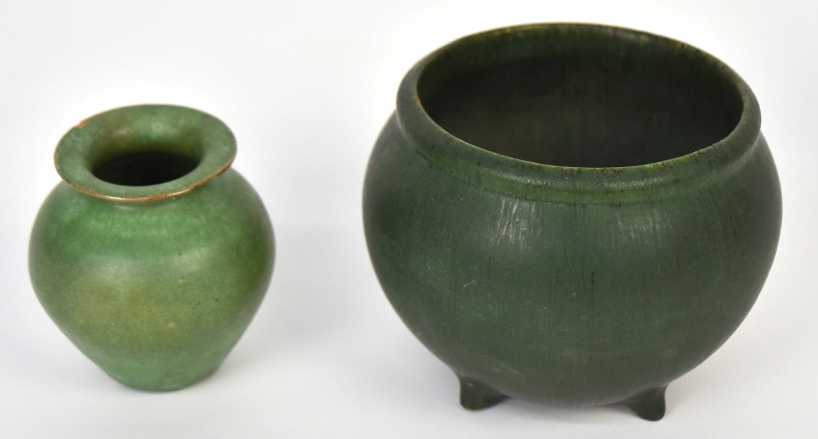 Pair Green Matte Arts & Crafts Vases (1 of 6)