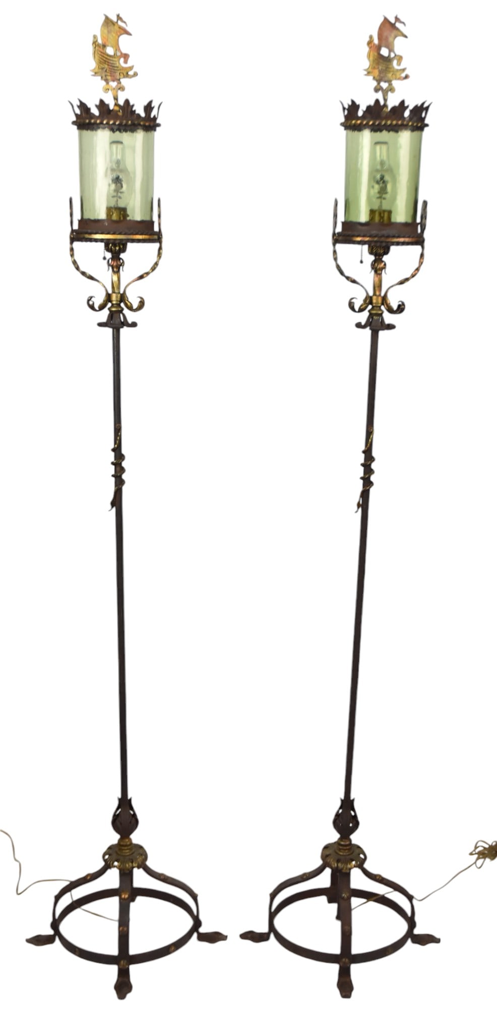 Pair of Arts & Crafts Wrought Iron Floor Lamps (1 of 12)