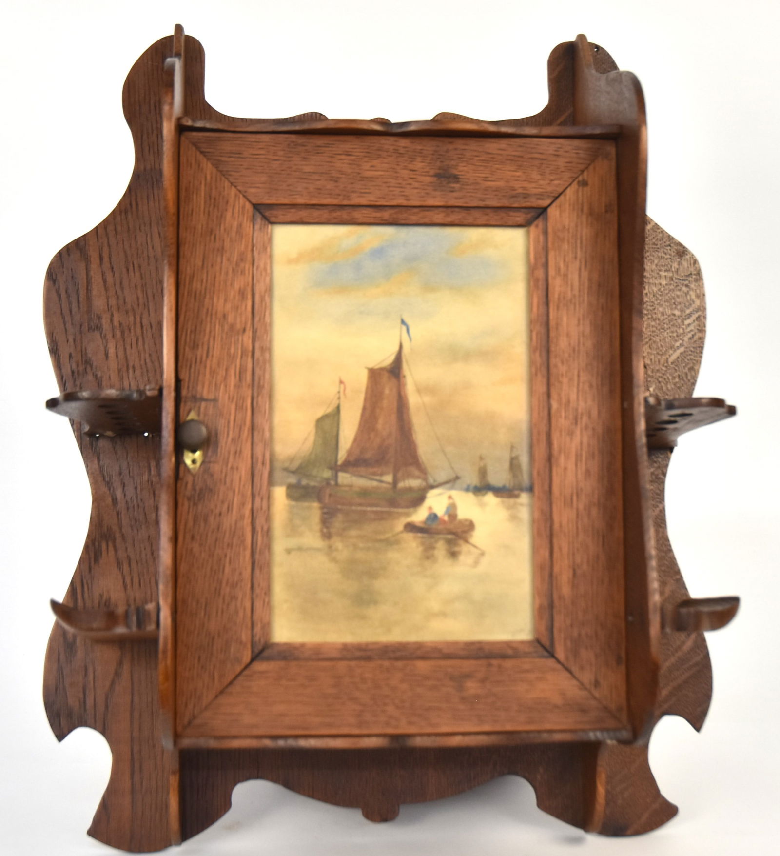 Arts & Crafts Oak One Door Wall Pipe Holder Auction