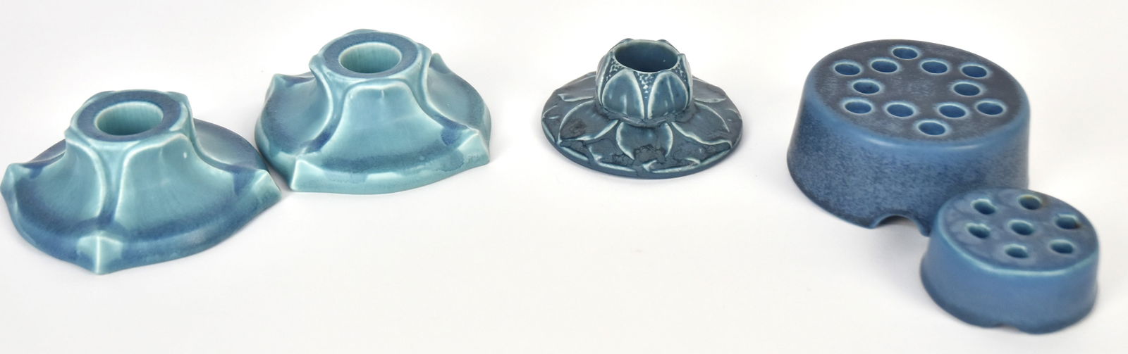 Five Pieces Blue Matte Rookwood Pottery (1 of 12)