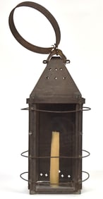 19th Century Pierced Tin Candle Lantern