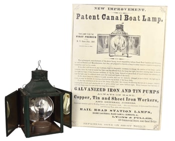 19th Century Tin Canal Boat Lamp
