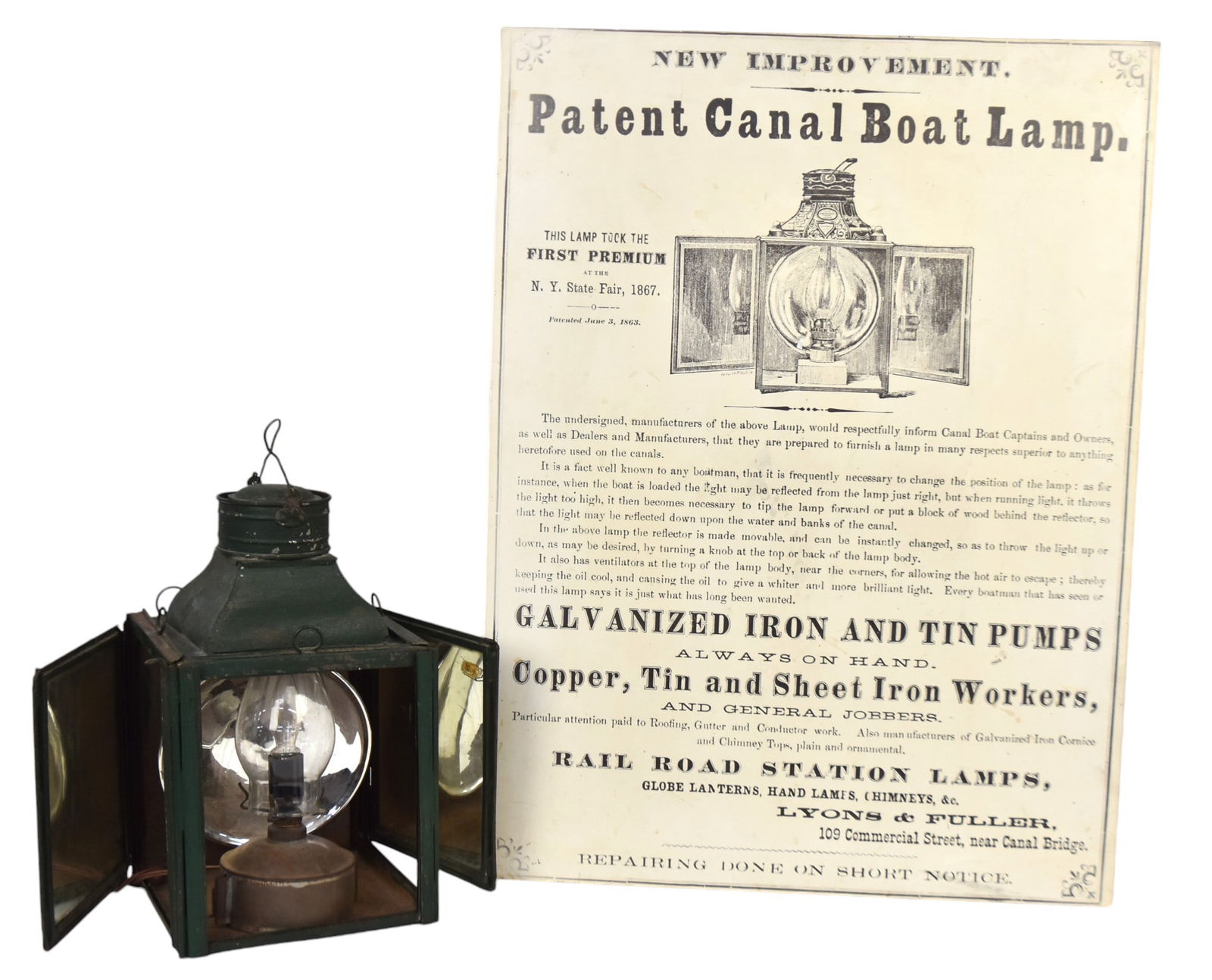 19th Century Tin Canal Boat Lamp (1 of 7)