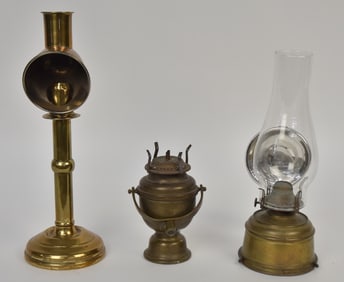 Three Early Brass Lamps