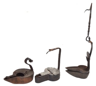 Three Early 19th Century Betty Lamps