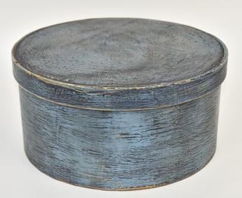 Large Early Wooden Pantry Box With Blue Paint