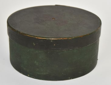 Early Wooden Pantry Box With Old Green Paint