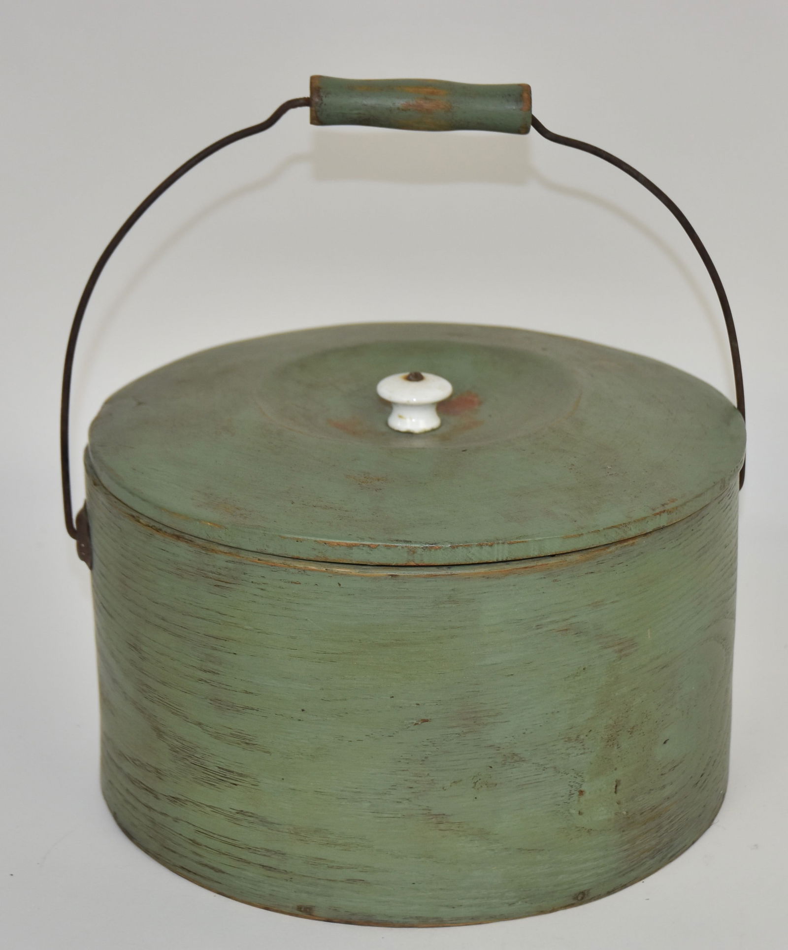 Early Wooden Covered Pantry Box With Green Paint (1 of 6)