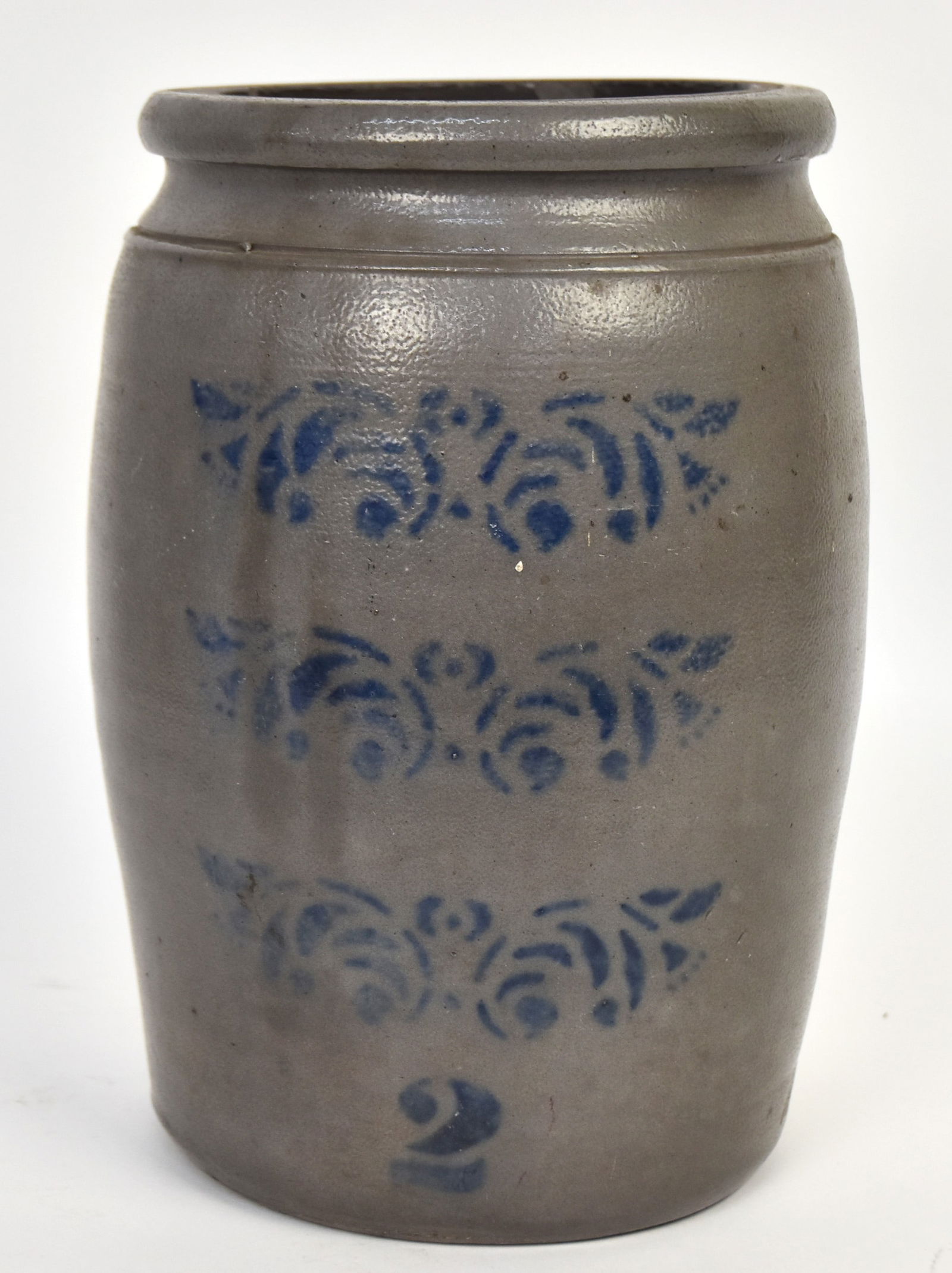 Unusual Blue Stenciled Stoneware Jar (1 of 5)
