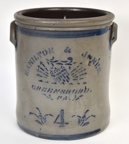 Hamilton & Jones Blue Stenciled Jar With Shield & Arrows