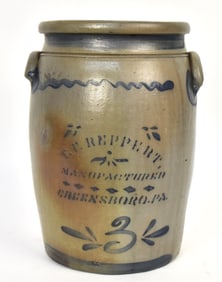 Greensboro PA Blue Decorated Stoneware Jar