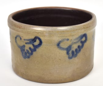 Unusual Blue Decorated Cake Crock