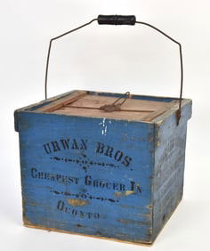 Early Wooden Egg Carrier With Blue Paint