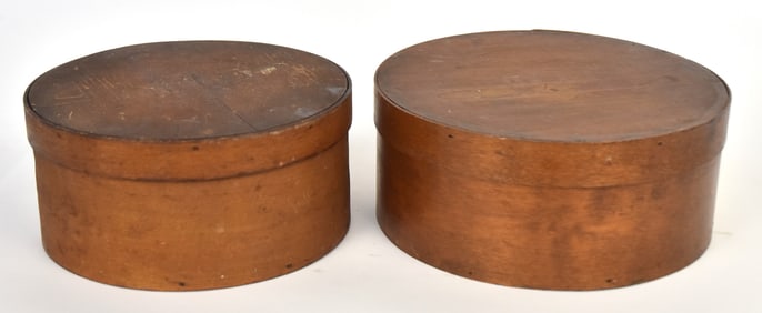 Two Round Wooden Pantry Boxes