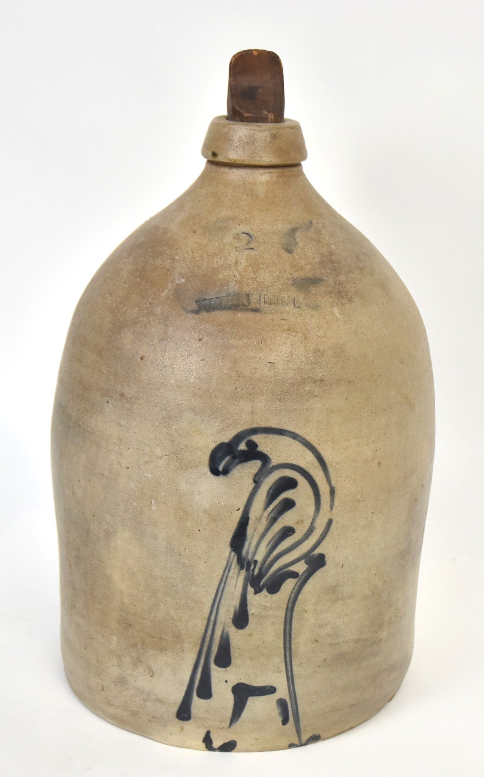 Blue Decorated Perched Bird Stoneware Jug (1 of 7)