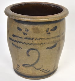 Blue Freehand Two Gallon Stoneware Jar