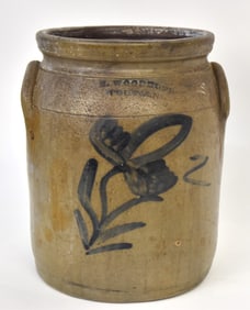 Woodruff Cortland Blue Decorated Stoneware Jar