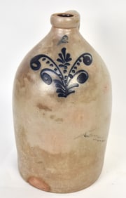 Cobalt Blue Decorated Stoneware Jug